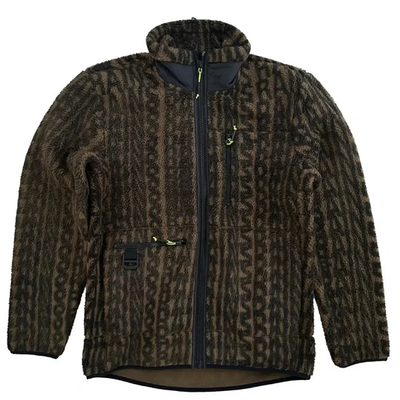 RAINS Heavy Fleece Monogram Jacket in Brown NWT Unisex Oversized W:M/L or M: S/M - Picture 1 of 13